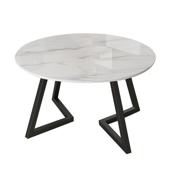 Round Double Pedestal Table Simplicity Style Stone Dining Site Table