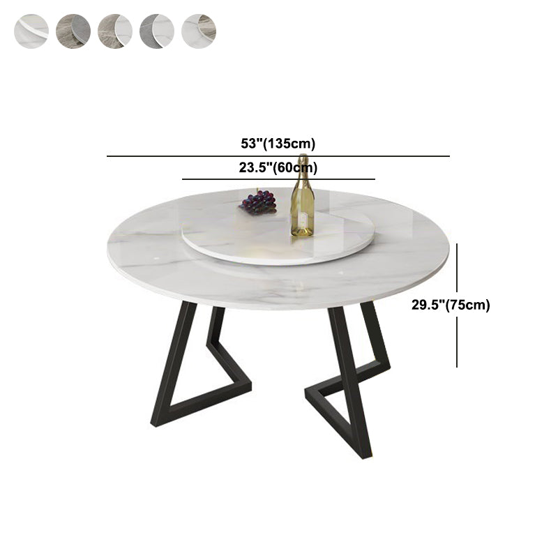 Round Double Pedestal Table Simplicity Style Stone Dining Site Table