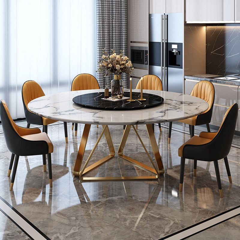 Marble Dining Table Contemporary Dining Site Table with Pedestal Base