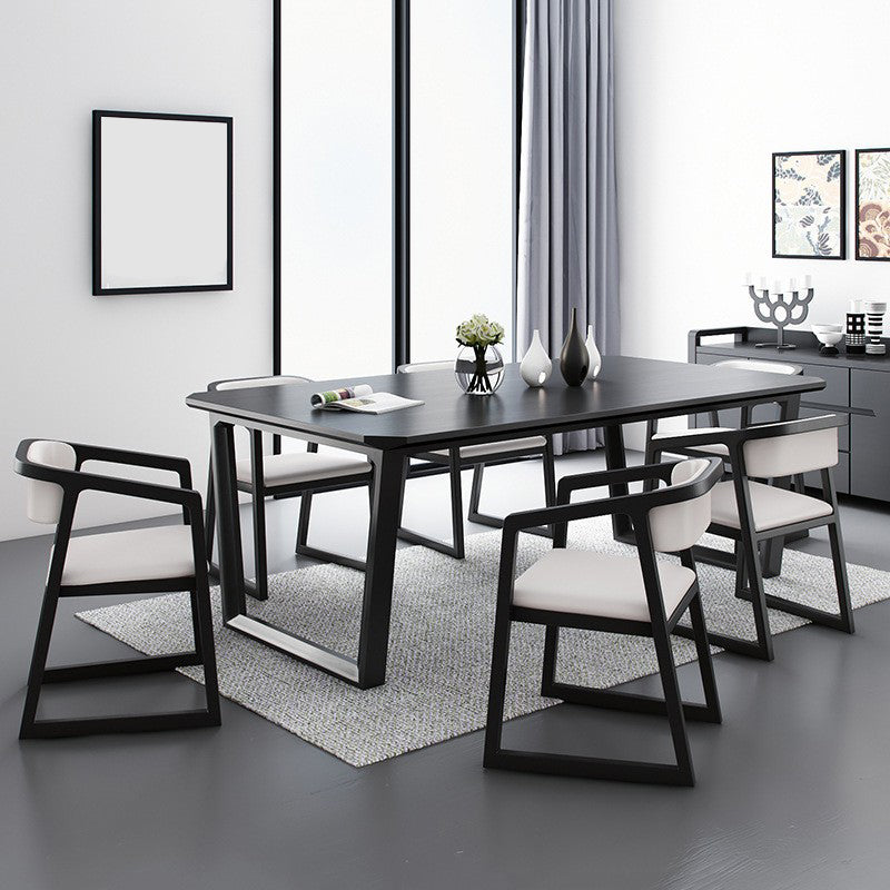 Simplicity Style Dining Table Solid Wood Black Dinette Table for Home and Kitchen