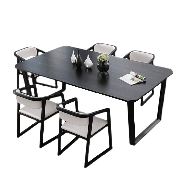 Simplicity Style Dining Table Solid Wood Black Dinette Table for Home and Kitchen