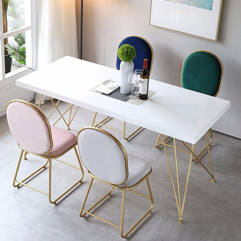 Rectangle 4 Legs Dining Table Luxury Solid Wood Kitchen Table