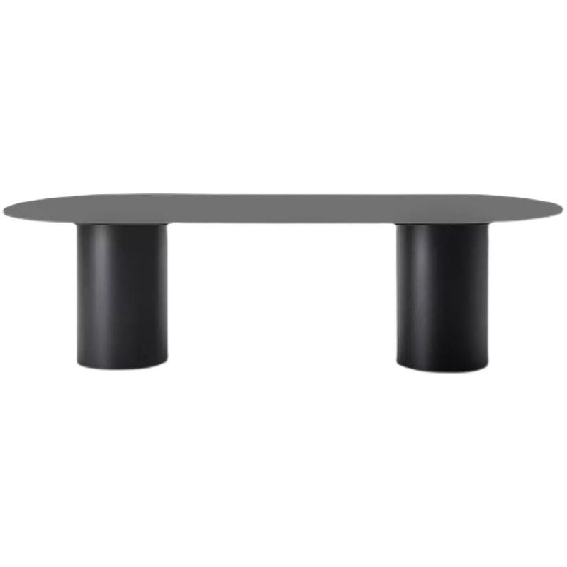 Natural Solid Wood Dining Table Modern Furniture with Double Pedestal for Office