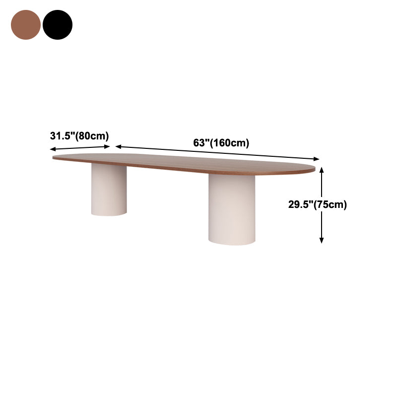 Natural Solid Wood Dining Table Modern Furniture with Double Pedestal for Office