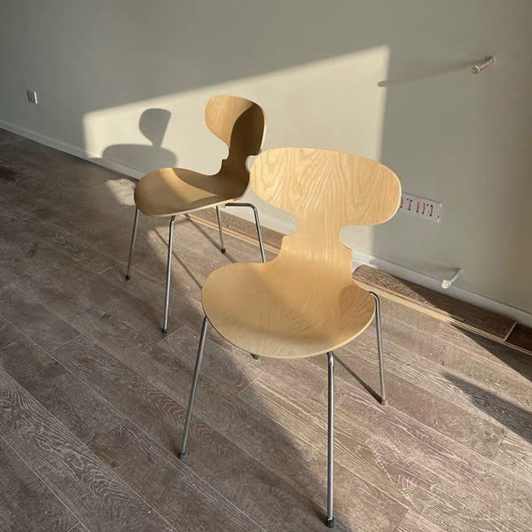 Modern Wood Chair Open Back Dining Side Furniture in Matte Finish