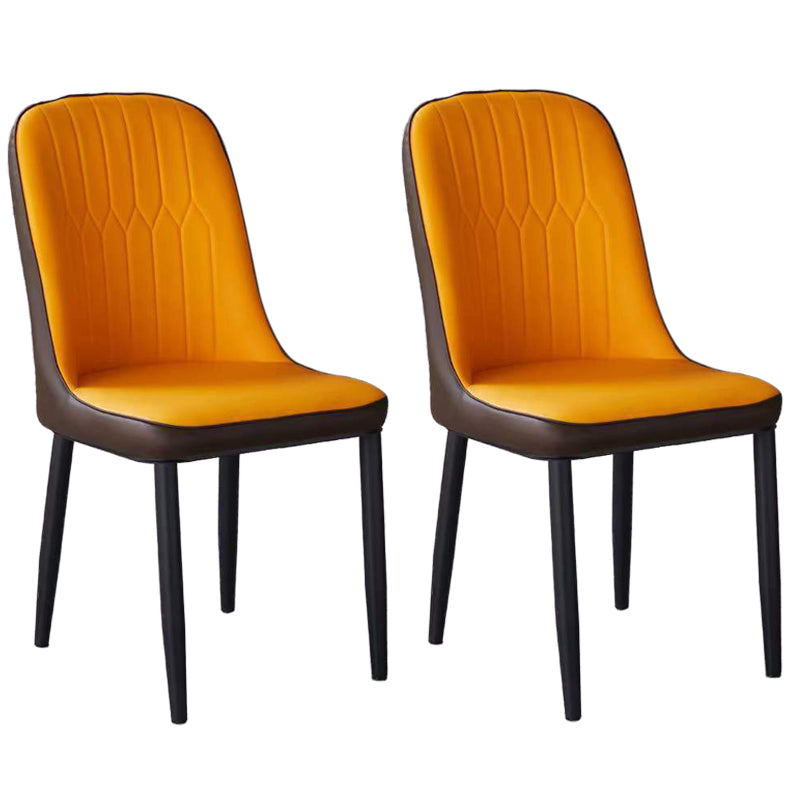 Glam Faux Leather Dining Chair Parsons Chair in Matte Finish for Office