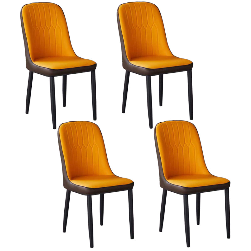 Glam Faux Leather Dining Chair Parsons Chair in Matte Finish for Office