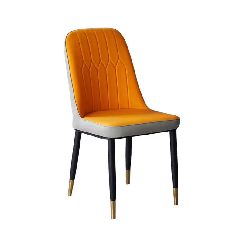 Glam Faux Leather Dining Chair Parsons Chair in Matte Finish for Office