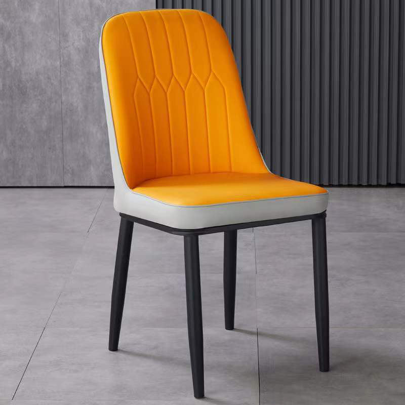 Glam Faux Leather Dining Chair Parsons Chair in Matte Finish for Office