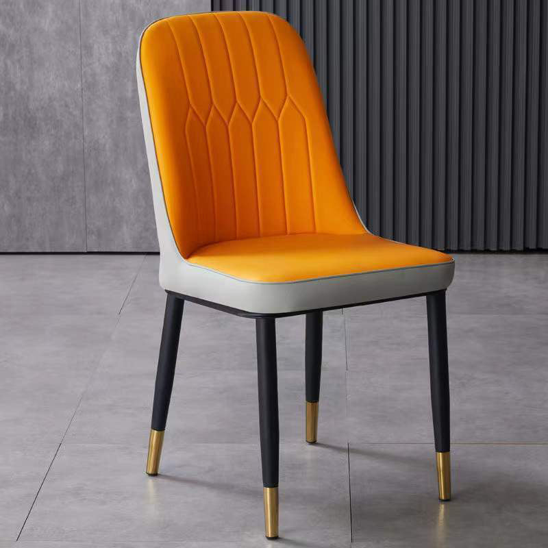 Glam Faux Leather Dining Chair Parsons Chair in Matte Finish for Office