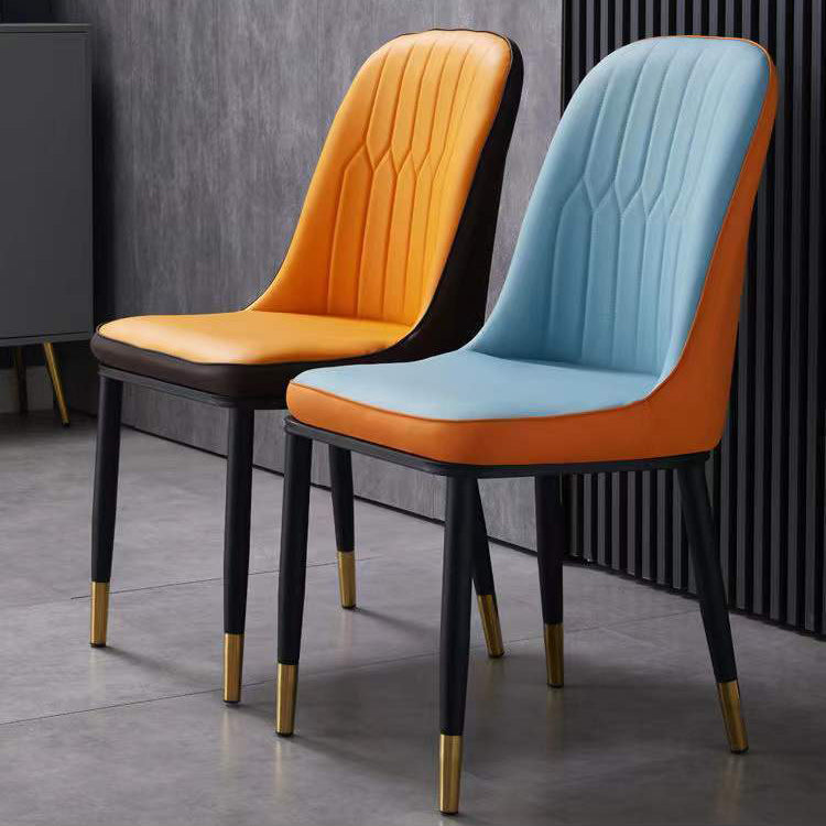 Glam Faux Leather Dining Chair Parsons Chair in Matte Finish for Office