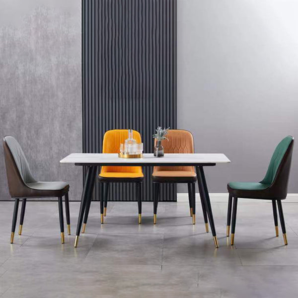 Glam Faux Leather Dining Chair Parsons Chair in Matte Finish for Office