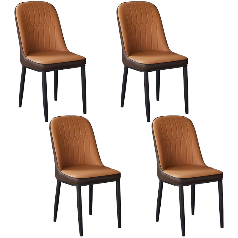 Glam Faux Leather Dining Chair Parsons Chair in Matte Finish for Office