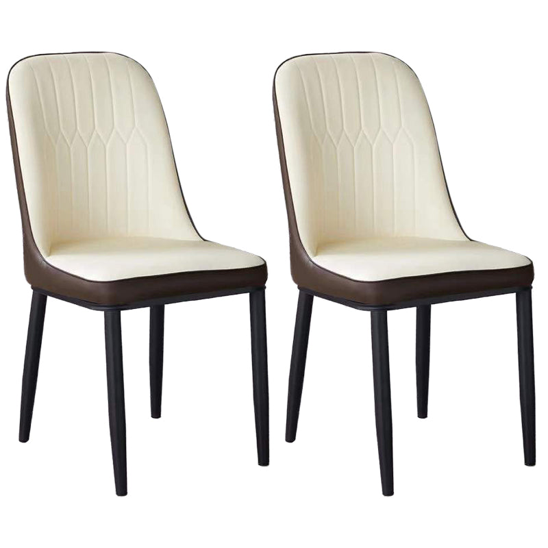 Glam Faux Leather Dining Chair Parsons Chair in Matte Finish for Office