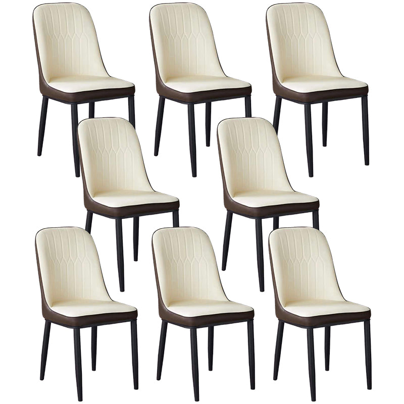 Glam Faux Leather Dining Chair Parsons Chair in Matte Finish for Office