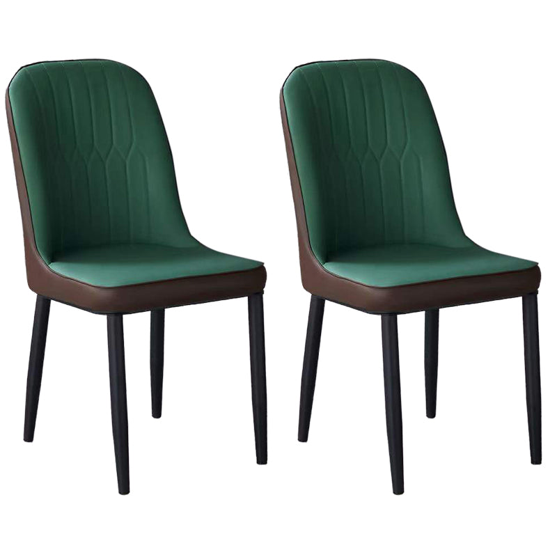 Glam Faux Leather Dining Chair Parsons Chair in Matte Finish for Office