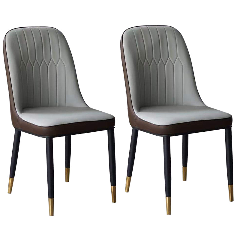 Glam Faux Leather Dining Chair Parsons Chair in Matte Finish for Office