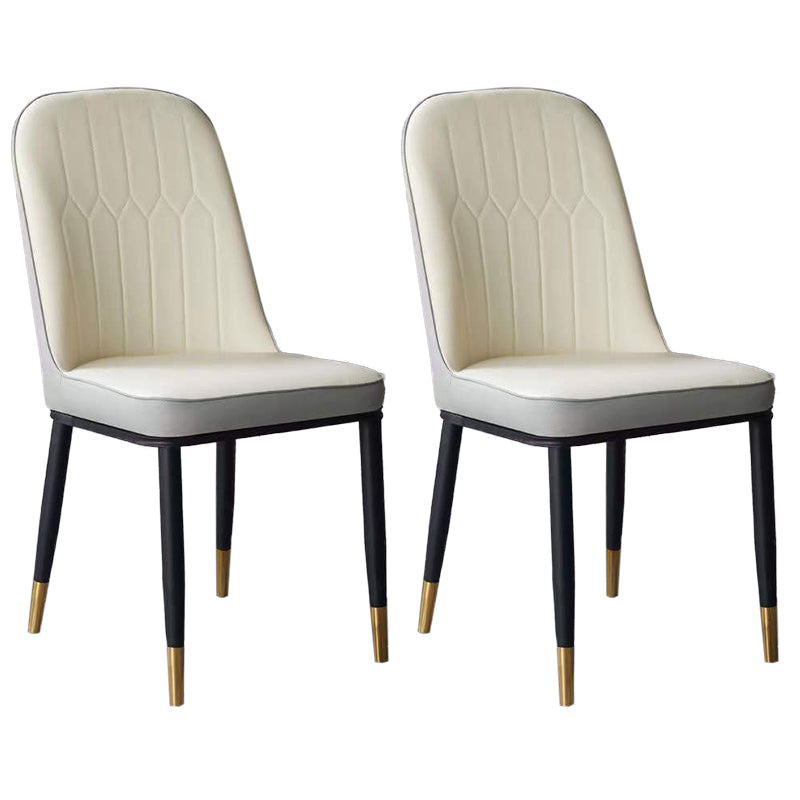 Glam Faux Leather Dining Chair Parsons Chair in Matte Finish for Office