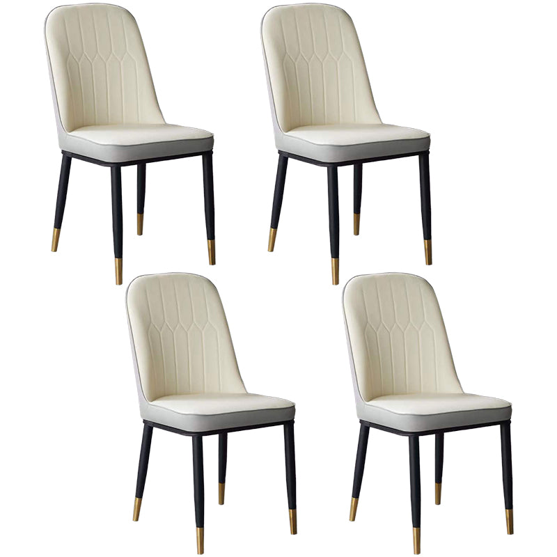 Glam Faux Leather Dining Chair Parsons Chair in Matte Finish for Office