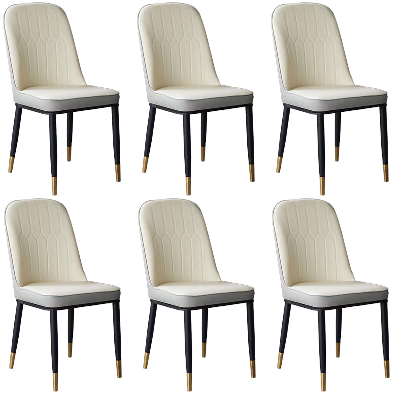 Glam Faux Leather Dining Chair Parsons Chair in Matte Finish for Office