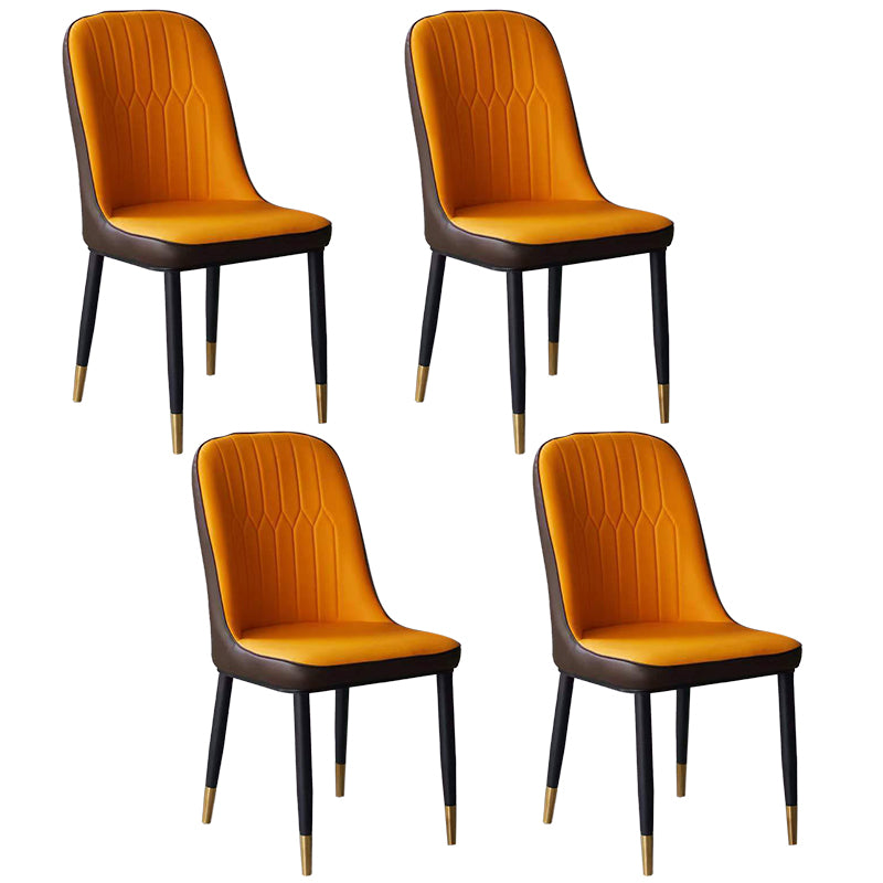 Glam Faux Leather Dining Chair Parsons Chair in Matte Finish for Office