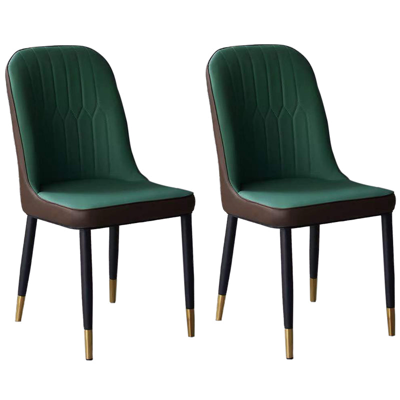 Glam Faux Leather Dining Chair Parsons Chair in Matte Finish for Office