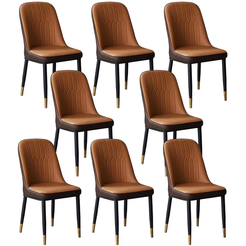 Glam Faux Leather Dining Chair Parsons Chair in Matte Finish for Office