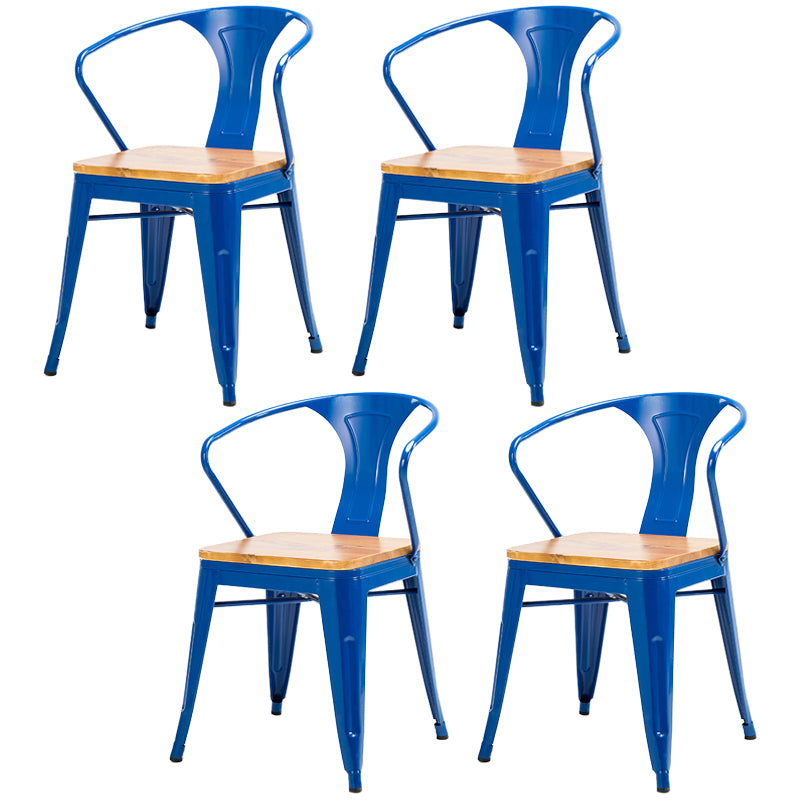 Industrial Metal Dining Chair Open Back Dining Side Furniture in Matte Finish for Indoor