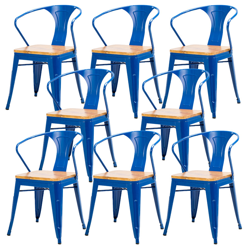 Industrial Metal Dining Chair Open Back Dining Side Furniture in Matte Finish for Indoor