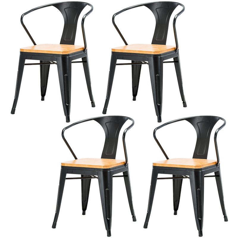 Industrial Metal Dining Chair Open Back Dining Side Furniture in Matte Finish for Indoor