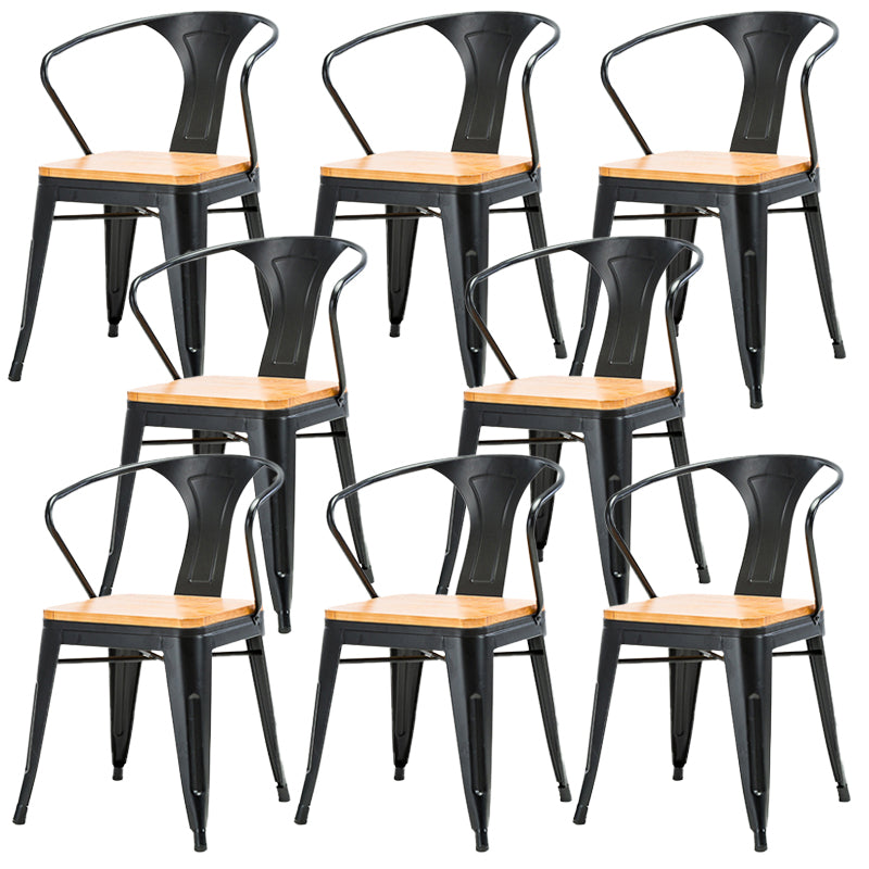 Industrial Metal Dining Chair Open Back Dining Side Furniture in Matte Finish for Indoor