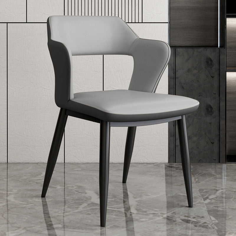 Contemporary Linen Dining Chair Open Back Dining Side Furniture in Matte Finish for Home