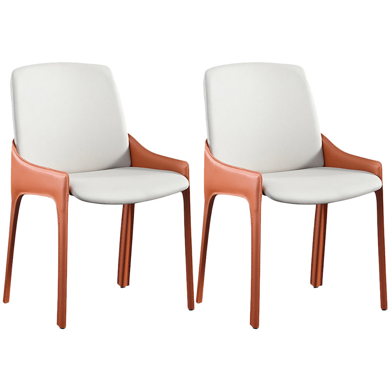Modern Style Faux Leather Arm Dining Chairs Metal Dining Chair for Home Use