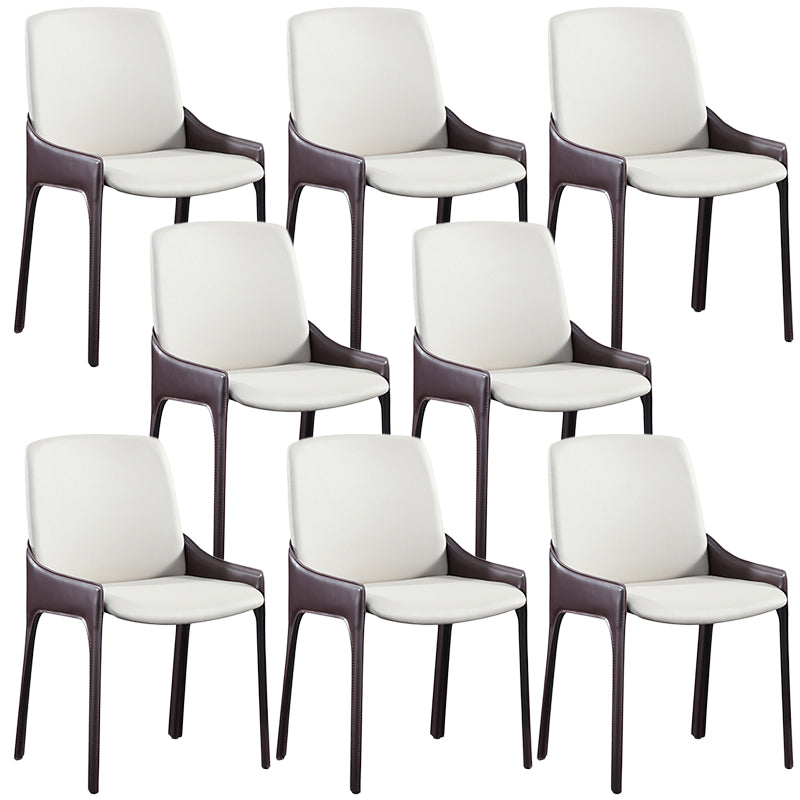 Modern Style Faux Leather Arm Dining Chairs Metal Dining Chair for Home Use