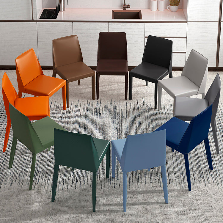 Contemporary Leather Dining Chair Parsons Chair in Matte Finish for Kitchen