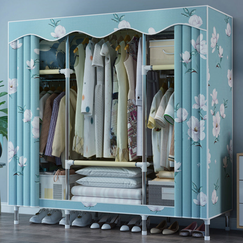 Steel Frame Wardrobe Armoire Contemporary Style Wardrobe with Shelves