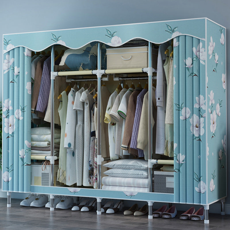 Steel Frame Wardrobe Armoire Contemporary Style Wardrobe with Shelves