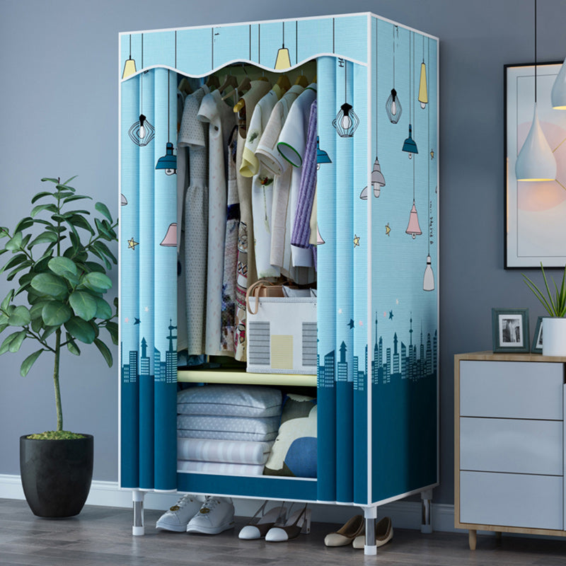 Steel Frame Wardrobe Armoire Contemporary Style Wardrobe with Shelves