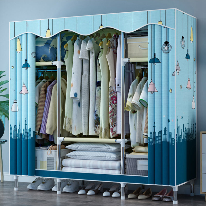 Steel Frame Wardrobe Armoire Contemporary Style Wardrobe with Shelves