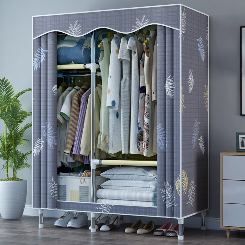 Steel Frame Wardrobe Armoire Contemporary Style Wardrobe with Shelves