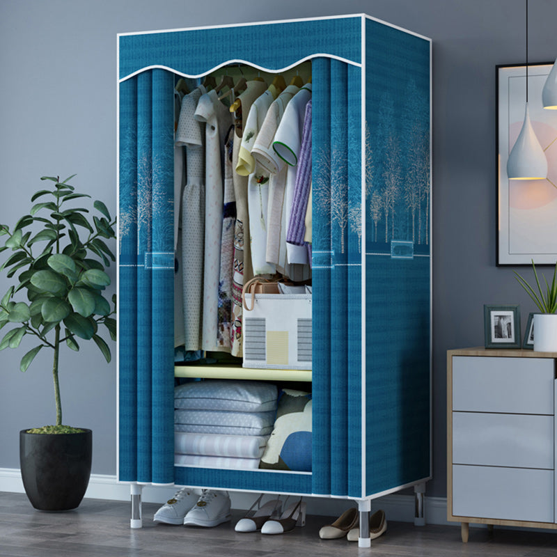 Steel Frame Wardrobe Armoire Contemporary Style Wardrobe with Shelves