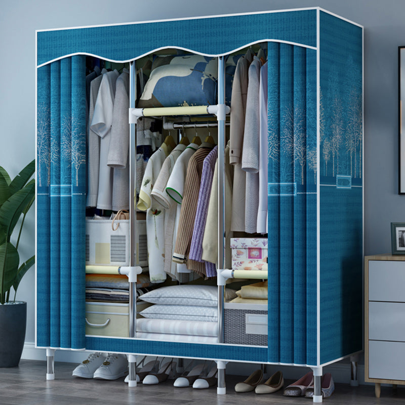 Steel Frame Wardrobe Armoire Contemporary Style Wardrobe with Shelves