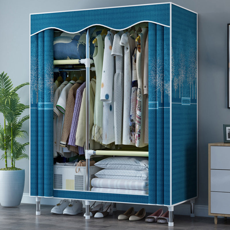 Steel Frame Wardrobe Armoire Contemporary Style Wardrobe with Shelves