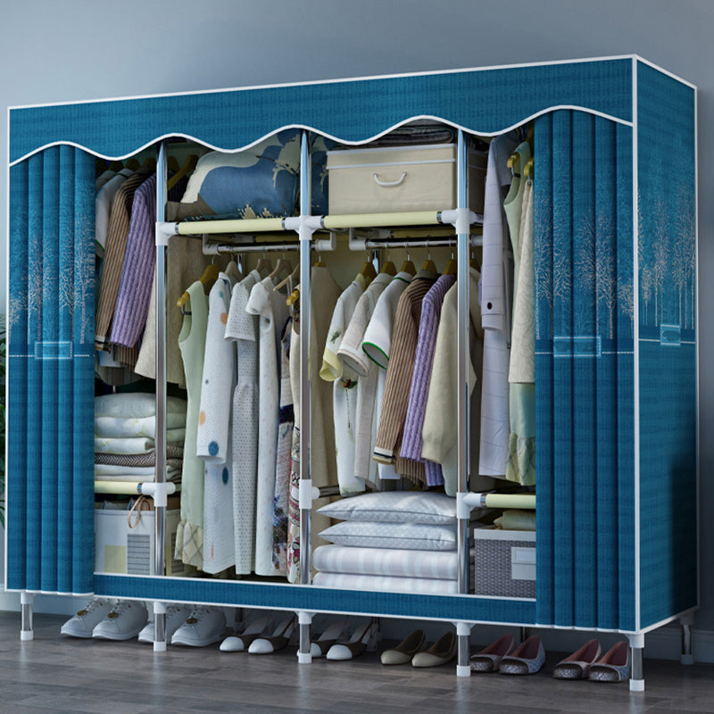 Steel Frame Wardrobe Armoire Contemporary Style Wardrobe with Shelves