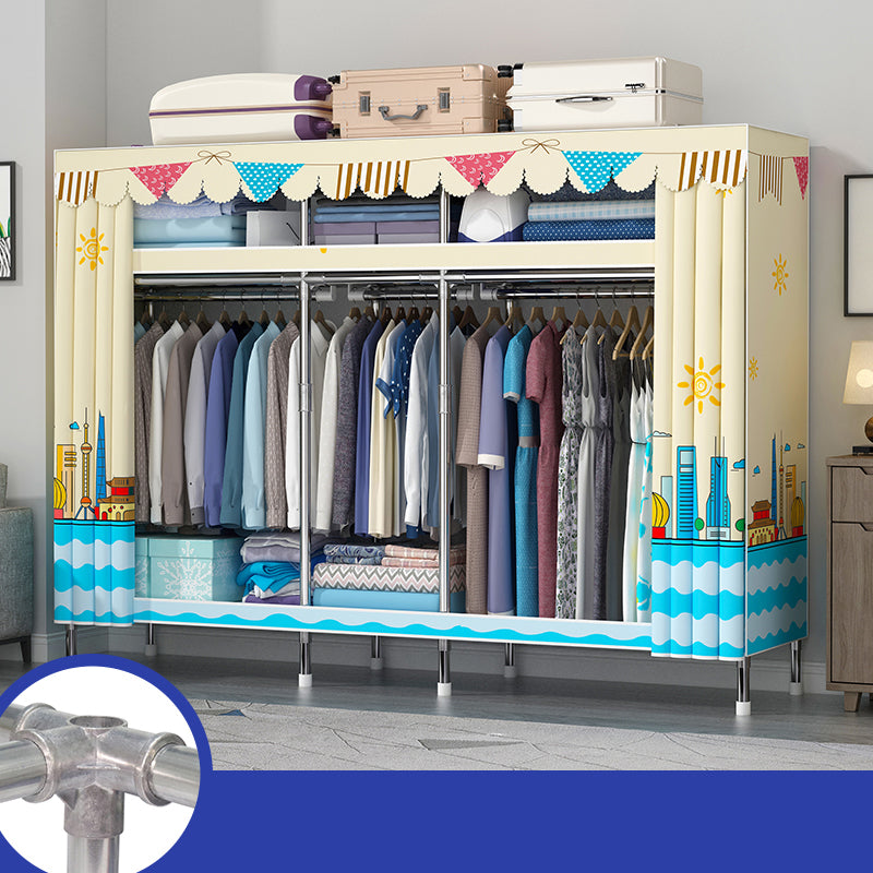 Contemporary Style Wardrobe Metal 1-Door Wardrobe Closet With Legs