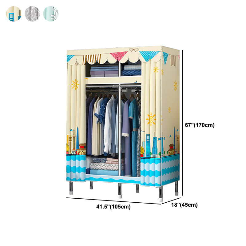 Contemporary Style Wardrobe Metal 1-Door Wardrobe Closet With Legs