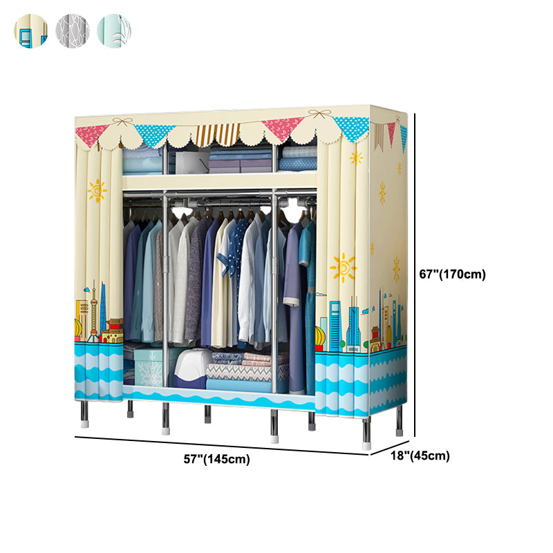 Contemporary Style Wardrobe Metal 1-Door Wardrobe Closet With Legs