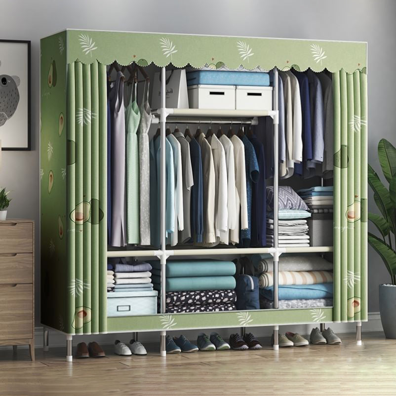 Contemporary Wardrobe Metal 1-Door Wardrobe Closet With Shelves