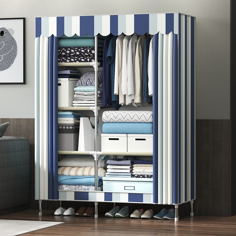 Contemporary Wardrobe Metal 1-Door Wardrobe Closet With Shelves