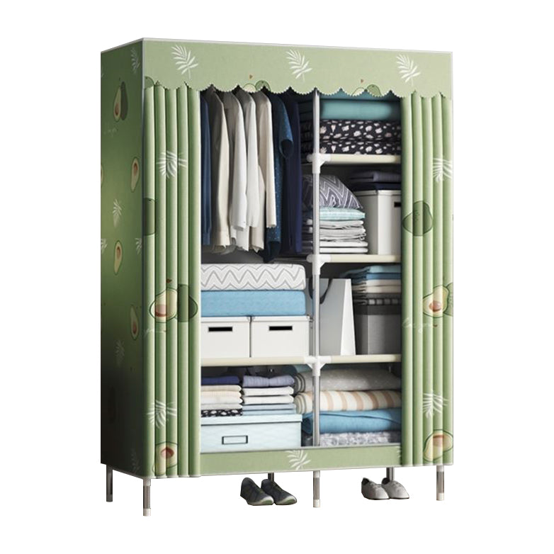 Contemporary Wardrobe Metal 1-Door Wardrobe Closet With Shelves